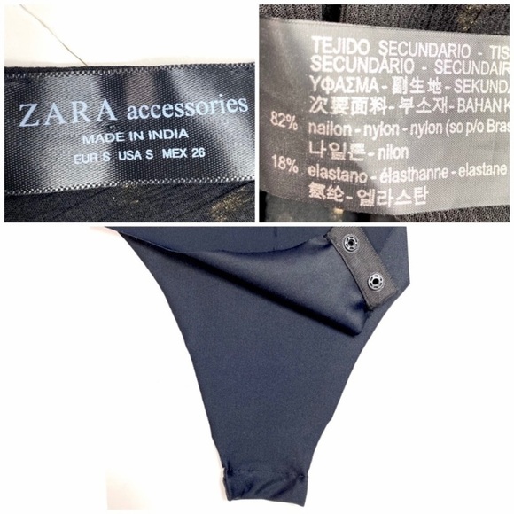 Zara Floral Beaded Embroidered Camisole Bodysuit in Black - Picture 6 of 8